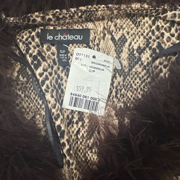 Le Chateau Snakeskin Robe with Faux Fur - Picture 3 of 9